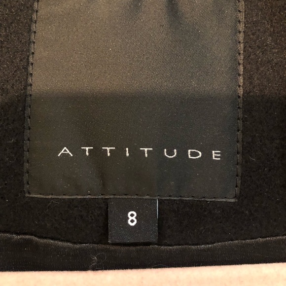 NWOT Attitude Black Winter Coat with Faux Leather Trim - Picture 7 of 7